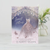 シックガーリードレスドリップバラ金ゴールド輝グラデーションき 招待状 (スタンド正面)