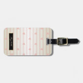 シックガーリーハートストライプ,フレーム – パーソナライズされた ラゲッジタグ (正面横)