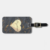 シックガーリーハート、グレー金ゴールド大理石 ラゲッジタグ (正面横)