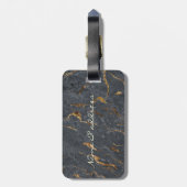 シックガーリーハート、グレー金ゴールド大理石 ラゲッジタグ (裏面縦)