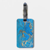 シックガーリーハート、ブルー金ゴールド大理石 – パーソナライズされた ラゲッジタグ (裏面縦)