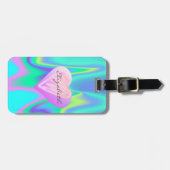 シックガーリーハート、ホログラフィパーソナライズされたック ラゲッジタグ (正面横)