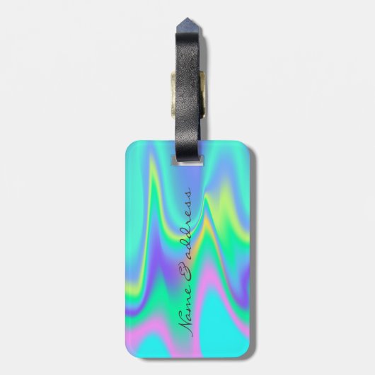 シックガーリーハート、ホログラフィパーソナライズされたック ラゲッジタグ (裏面縦)