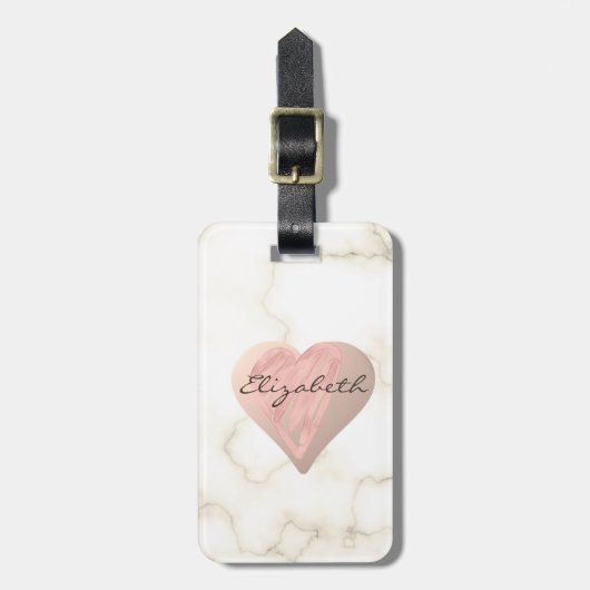 シックガーリーハート、大理石 – パーソナライズされた ラゲッジタグ (正面縦)