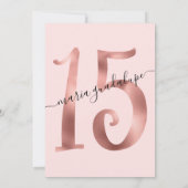 シックガーリーバラフェイク金ゴールド赤面ピンクキンセアニラ 招待状 (裏面)