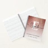 シックガーリーバラ金ゴールドグリッターエレガントモノグラムの ノートブック (内部)