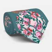 シックガーリーバラ金ゴールドフローラパイナップルティール(緑がかった色)グリーン ネクタイ (ロール)