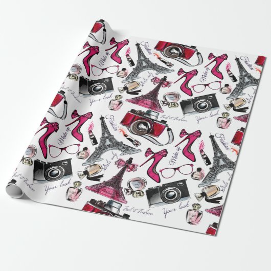 シックガーリーパリファッション ラッピングペーパー (アンロールド)
