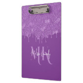 シックガーリーパープルグリッタードリップスモノグラム&名前 クリップボード (左)