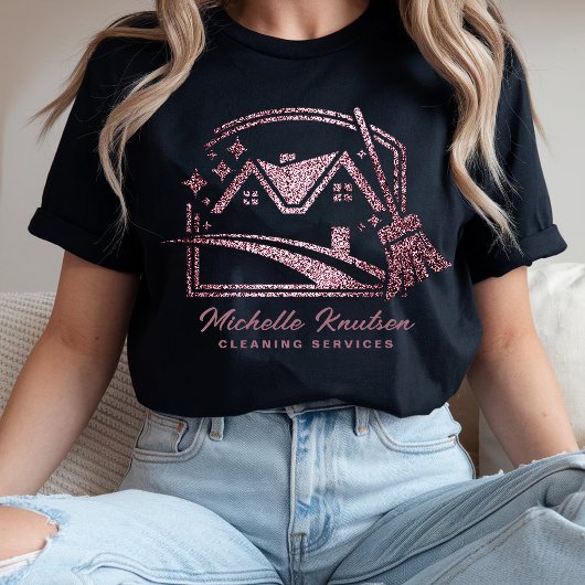 シックガーリーパープルグリッターハウスクリーニングサービス Tシャツ