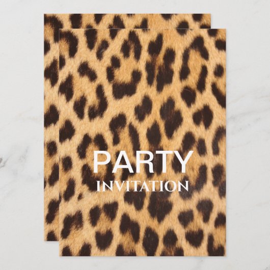 シックガーリーヒョウ印刷サファリ誕生日パーティー (正面/裏面)