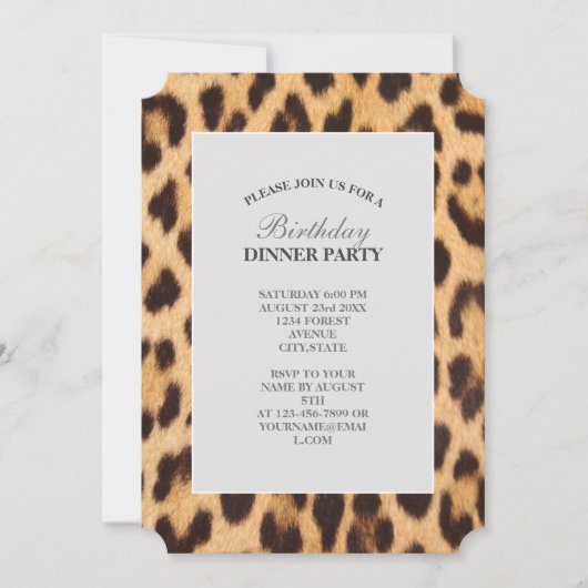 シックガーリーヒョウ印刷サファリ誕生日パーティー 招待状 (正面)