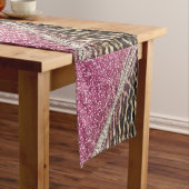 シックガーリーヒョウ印刷ピンクグリッター ショートテーブルランナー (インサイチュ)