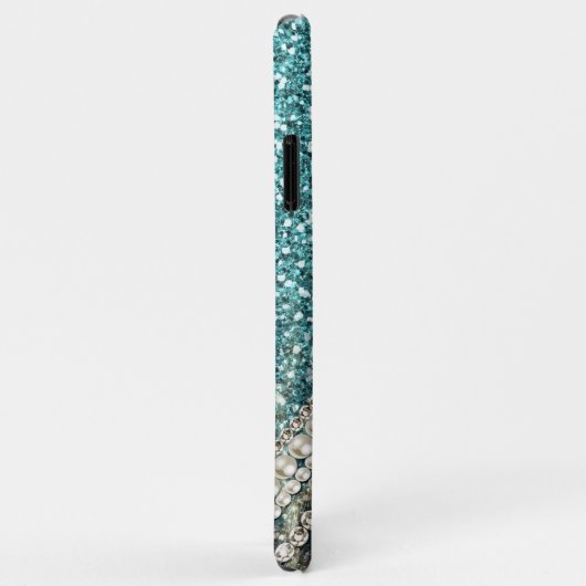 シックガーリーヒョウ印刷ブルーグリッター Case-Mate iPhoneケース (裏面/右)