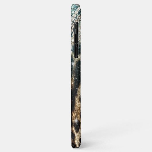 シックガーリーヒョウ印刷ブルーグリッター Case-Mate iPhoneケース (裏面/左)