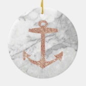 シックガーリービーチバラ金ゴールドいかりホワイトマーブル セラミックオーナメント (裏面)