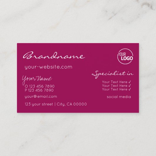 シックガーリーピンクきらめくグリッタースターとロゴ 名刺 (裏面)