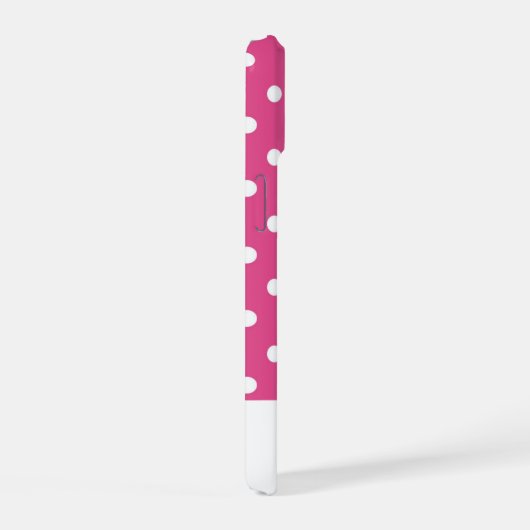 シックガーリーピンクとホワイト水玉模様 iPhone 15ケース (右側面)
