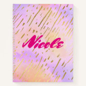 シックガーリーピンクと金ゴールドグラム ノートブック (正面)