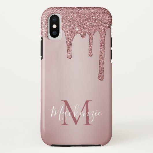 シックガーリーピンクグリッタードリップスモノグラム Case-Mate iPhoneケース (裏面)