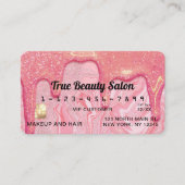 シックガーリーピンクグリッターマーブルドリップスクレジット 名刺 (正面)
