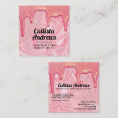 シックガーリーピンクグリッターマーブルドリップ スクエア名刺 (正面/裏面)