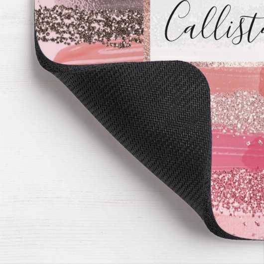 シックガーリーピンクコーラル絵を描グリッターブラシストローク マウスパッド (コーナー)