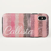 シックガーリーピンクコーラル絵を描グリッターブラシストローク Case-Mate iPhoneケース (裏面(横))