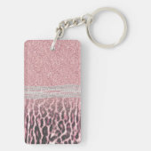 シックガーリーピンクヒョウアニマルプリントグリッター画像 キーホルダー (裏面)