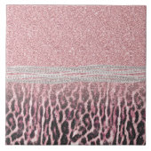 シックガーリーピンクヒョウアニマルプリントグリッター画像 タイル (正面)