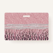 シックガーリーピンクヒョウアニマルプリントグリッター画像 バッジ (裏面)