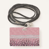 シックガーリーピンクヒョウアニマルプリントグリッター画像 バッジ (裏面ランヤード)