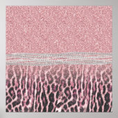 シックガーリーピンクヒョウアニマルプリントグリッター画像 ポスター (正面)