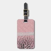 シックガーリーピンクヒョウアニマルプリントグリッター画像 ラゲッジタグ (正面縦)
