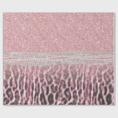 シックガーリーピンクヒョウアニマルプリントグリッター画像 ラッピングペーパー (フラット)