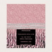 シックガーリーピンクヒョウアニマルプリントグリッター画像 名刺 (内部フラット)