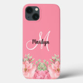 シックガーリーピンクフローラモノグラム名 Case-Mate iPhoneケース (裏面)