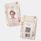 シックガーリーピンクフローラ従業員の写真IDバッジ バッジ (表裏)