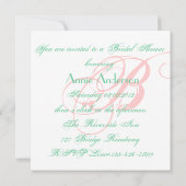 シックガーリーピンクローズフローラブライダルシャワー 招待状 (裏面)