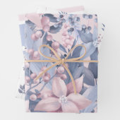 シックガーリーピンク&グレークリスマスホリデー ラッピングペーパーシート (インサイチュ)