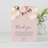 シックガーリーピンク&金ゴールド誕生日 サンキューカード (スタンド正面)