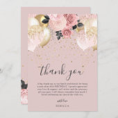 シックガーリーピンク&金ゴールド誕生日 サンキューカード (正面/裏面)