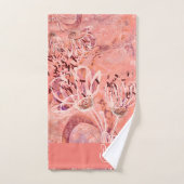 シックガーリーピーチピンク花モノグラム バスタオルセット (ハンドタオル)