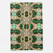 シックガーリーファッションアートデコ金ゴールドエメラルドグリーン キッチンタオル (縦)