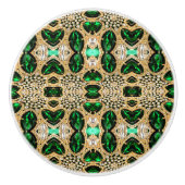 シックガーリーファッションアートデコ金ゴールドエメラルドグリーン セラミックノブ (正面)