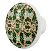 シックガーリーファッションアートデコ金ゴールドエメラルドグリーン セラミックノブ (右)