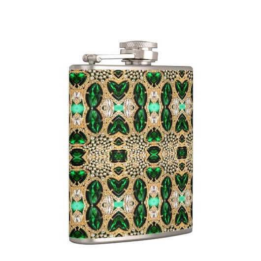 シックガーリーファッションアートデコ金ゴールドエメラルドグリーン フラスク (右)
