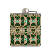 シックガーリーファッションアートデコ金ゴールドエメラルドグリーン フラスク (裏面)