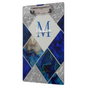 シックガーリーフェイクグリッターシルバーブルー幾何学模様 クリップボード (左)