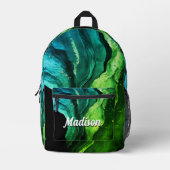 シックガーリーフェイクグリッター大理石アートモノグラム プリントバックパック (正面)